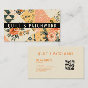 Yellow Peach Quilt Patchwork Handmade Clothing Business Card