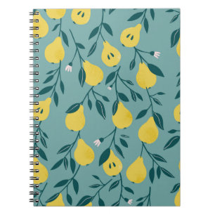 Yellow Pear Fruit: Vintage Background Notebook