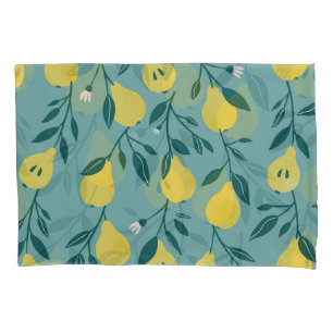 Yellow Pear Fruit: Vintage Background Pillowcase