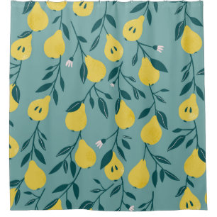 Yellow Pear Fruit: Vintage Background Shower Curtain