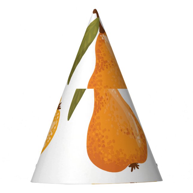 Yellow Pears: Seamless White Background. Party Hat (Front)