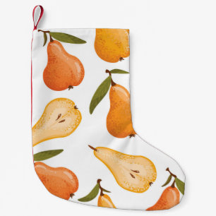 Yellow Pears: Seamless White Background. Small Christmas Stocking