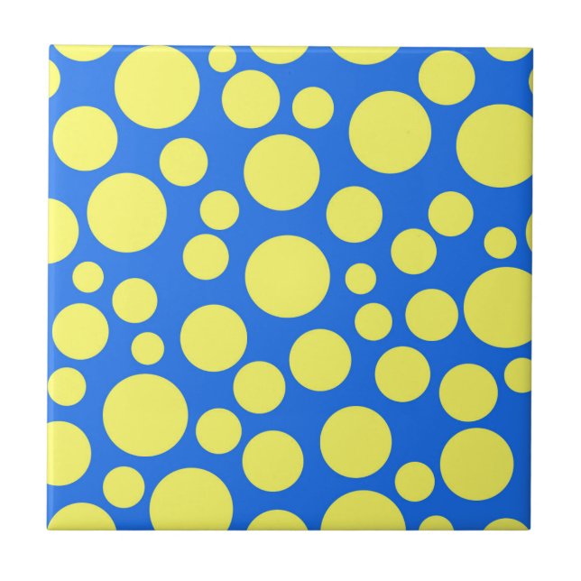 Yellow peas on a sky blue background ceramic tile (Front)