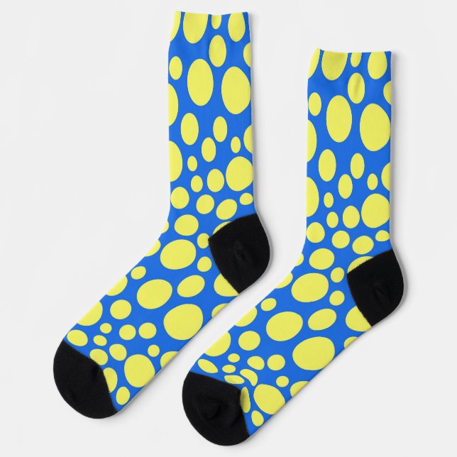 Yellow peas on a sky blue background socks (Left)