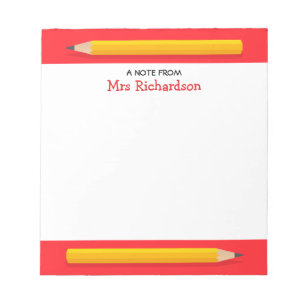 Yellow pencils personalised name teacher notepad