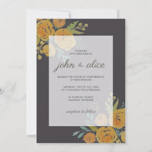 Yellow Peonies and Roses Wedding Invitation