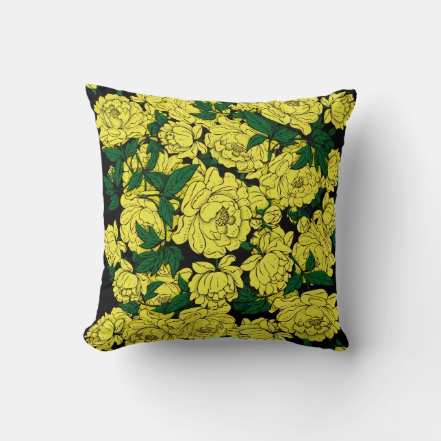 Yellow Peonies Cushion (Front)