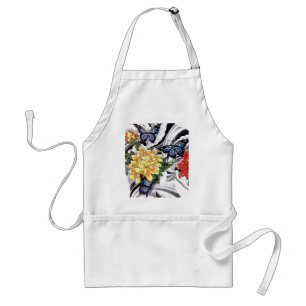Yellow Peony and Butterfly Tattoo Design Standard Apron