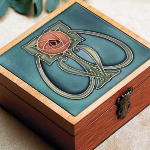 Yellow Peony Blue Decor Art Nouveau Art Deco Ceram Ceramic Tile