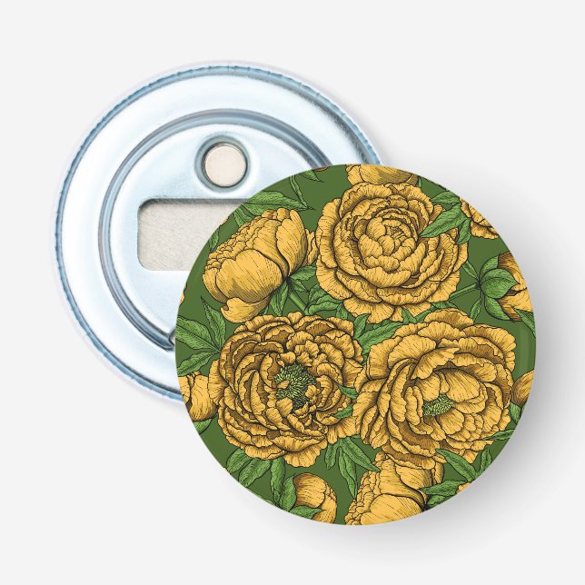 Yellow peony bouquet bottle opener (Front)