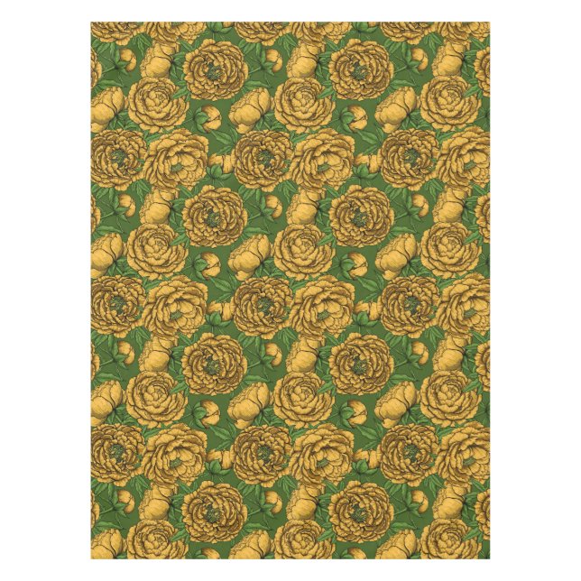 Yellow peony bouquet tablecloth (Front)