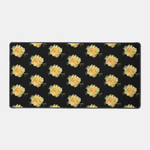 Yellow Peony Pattern Peonies Photo Desk Mat