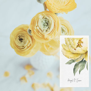 Yellow Peony Personalized Names Wedding Napkin