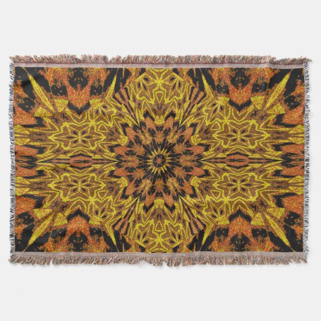 Yellow Peony Throw Blanket (Front)