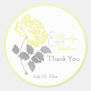 Yellow Peony with Grey and White1.5" Round Sticker