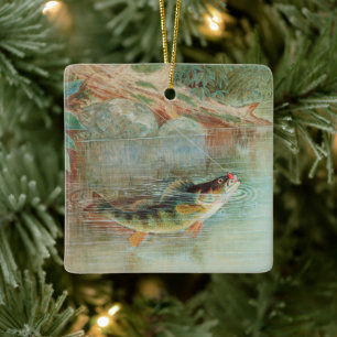 Yellow Perch by S.A. Kilbourne, Vintage Fish Ceramic Ornament
