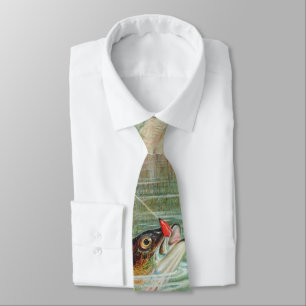 Yellow Perch by S.A. Kilbourne, Vintage Fish Tie