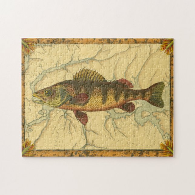 Yellow Perch on Map Jigsaw Puzzle (Horizontal)