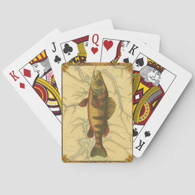 Yellow Perch on Map Playing Cards (Back)