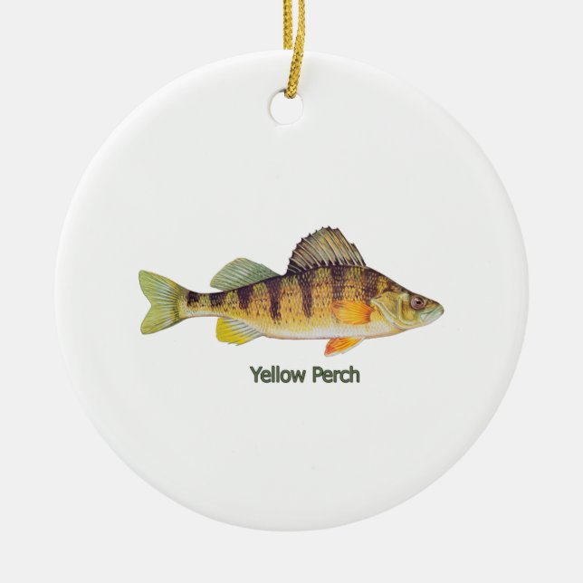 Yellow Perch titled Ceramic Ornament (Front)