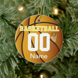 Yellow Personalise Basketball Number Ornament