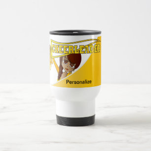 Yellow Personalise Cheerleader Travel Mug