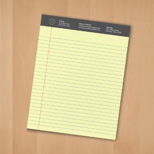 Yellow Personalised Business Logo Wide Ruled Lined Notepad