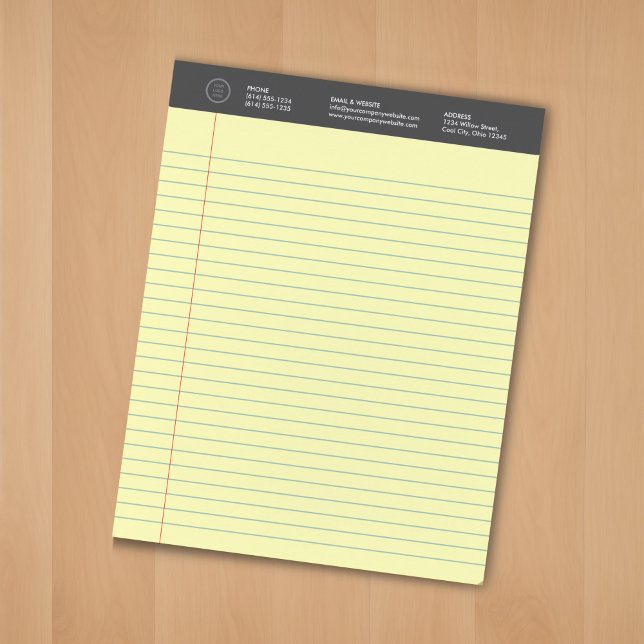 Yellow Personalised Business Logo Wide Ruled Lined Notepad (Creator Uploaded)