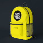 Yellow | Personalised Corporate Logo and Text Printed Backpack<br><div class="desc">Classic gender neutral bright yellow | Personalised Corporate Logo and Text Modern Business Printed Backpack</div>