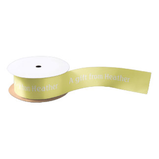 Yellow Personalised Gift Favour Name Satin Ribbon