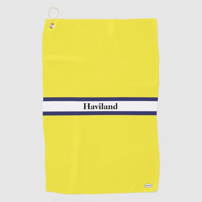 Yellow Personalised Golf Towel HAMbWG (Front)