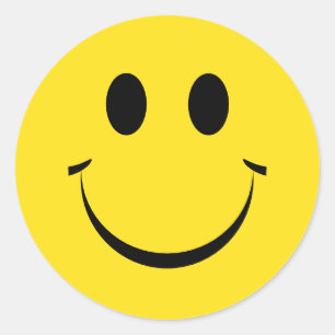 Yellow Personalised Happy Face Cute Classic Round Sticker