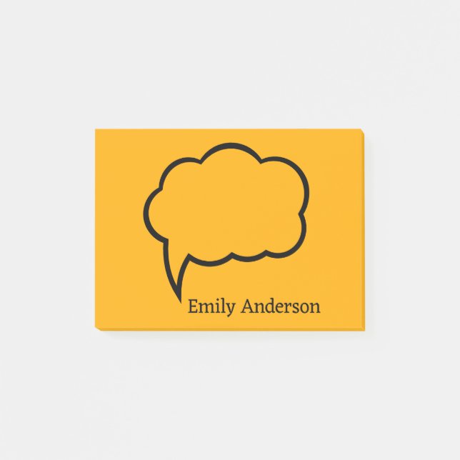 Yellow Personalised Name Talk Bubble  Post-it Notes (Front)