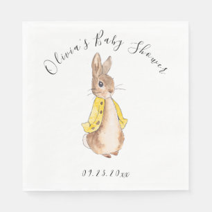 Yellow Peter Rabbit Boy Girl Baby Shower Napkins