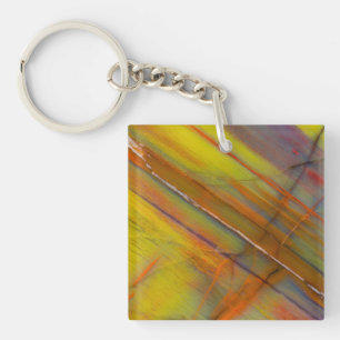 Yellow Petrified Wood Key Ring