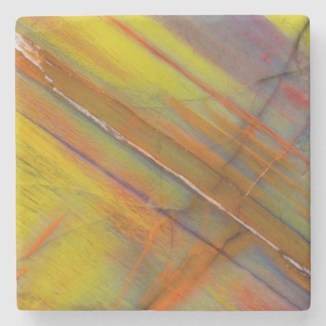 Yellow Petrified Wood Stone Coaster (Front)