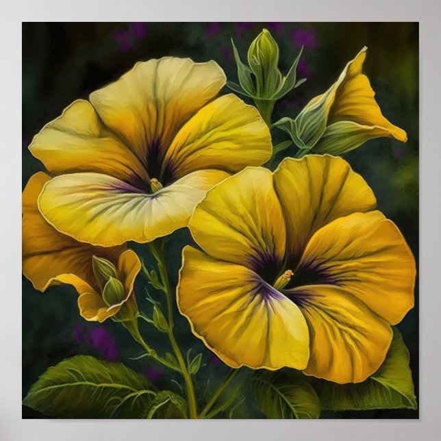 Yellow Petunias Flower Art Print Poster (Front)