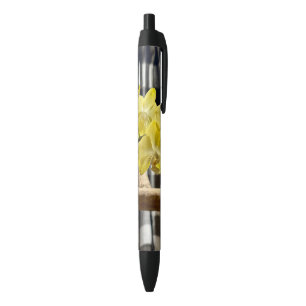 Yellow Phalaenopsis Orchid Flowers Black Ink Pen