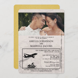 Yellow Philippines Passport Wedding Invitation