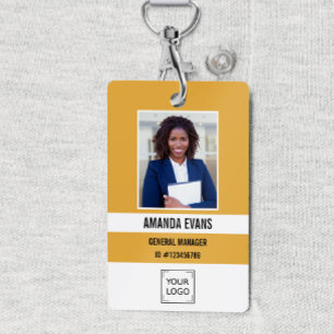Yellow Photo Employee Logo or QR CODE Security ID Badge