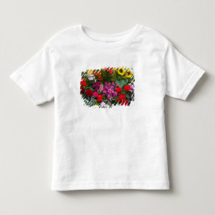 Yellow picket fence with flower garden in toddler T-Shirt