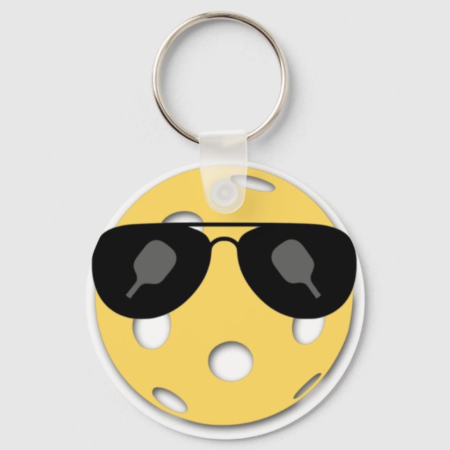 Yellow pickleball key ring (Front)
