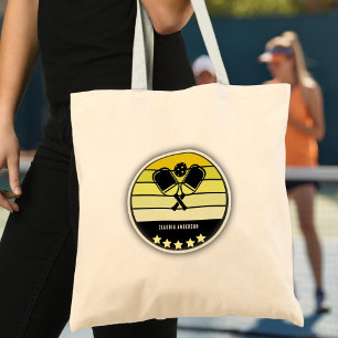 Yellow Pickleball Paddle Tote Bag