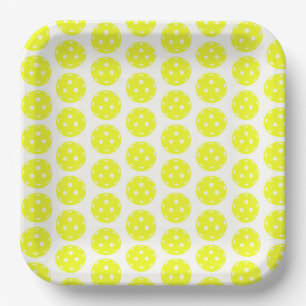 Yellow Pickleball  Paper Plate