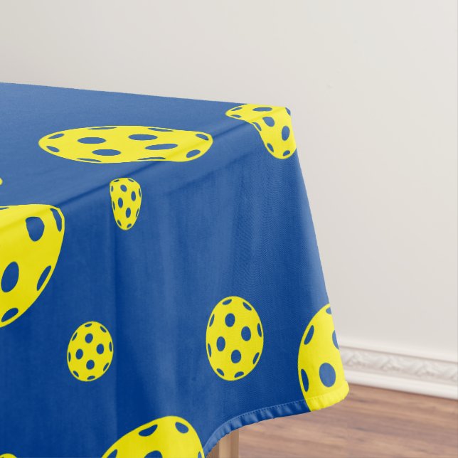 Yellow pickleball pattern tablecloth print design (In Situ)