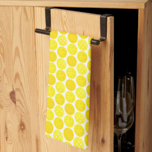 Yellow Pickleballs Bouncing in the Kitchen Tea Towel