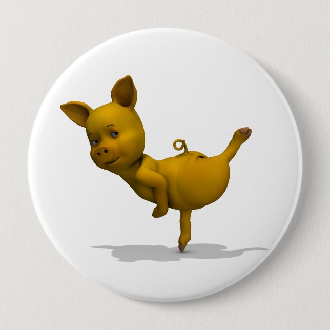 Yellow Pig Arabesque 10 Cm Round Badge (Front)