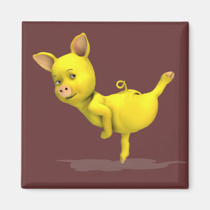 Yellow Pig Arabesque Magnet