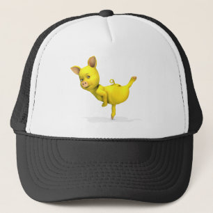 Yellow Pig Arabesque Trucker Hat