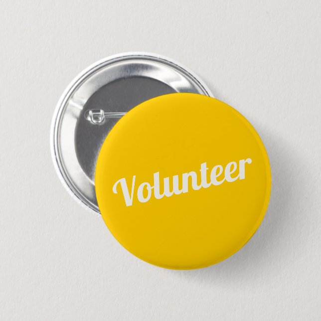 Yellow Pin-back Volunteer Buttons (Front & Back)